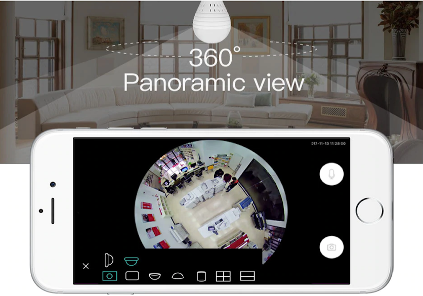 Cámara espía Bombillo 360°